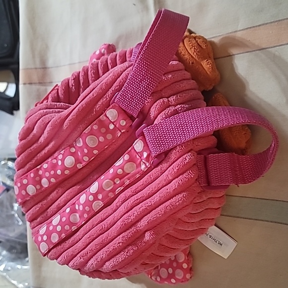 ADORABLE SOZZY- JOLLYBABY PINK CHENILLE OWL BACKPACK- 9 X 9 X 3 - Picture 8 of 9